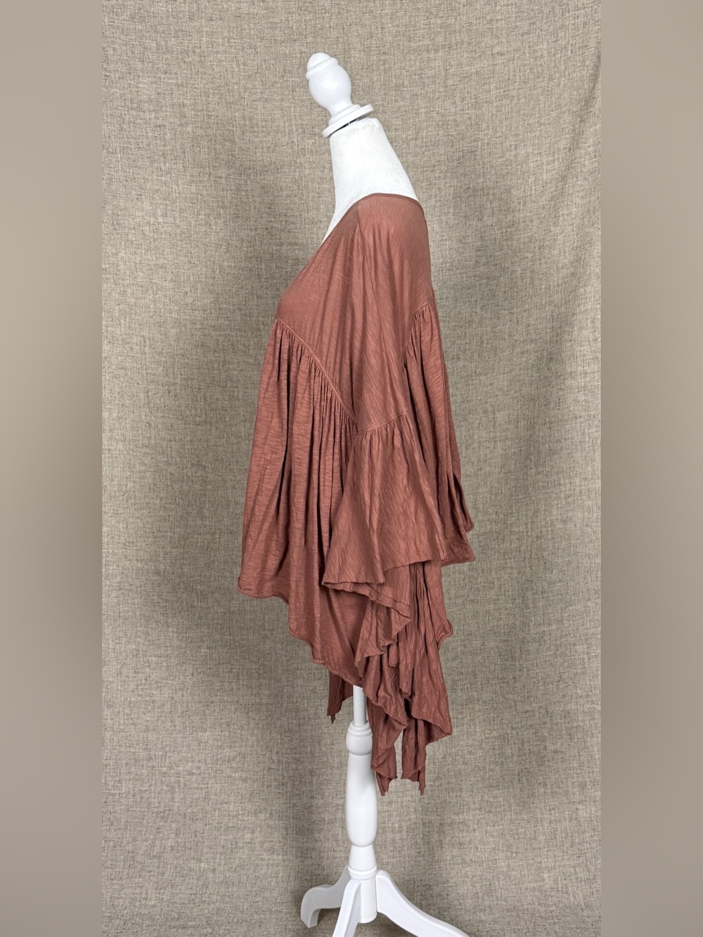 FP Beach by Free People Easy Does It Ruffle Batwing Poncho Cropped Flowy Top - Picture 6 of 10